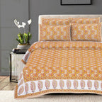 Rudra Bazaar Multi 210 TC Cotton Double King Bedsheet With 2 Pillow Covers