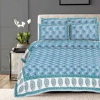 Rudra Bazaar Multi 210 TC Cotton Double King Bedsheet With 2 Pillow Covers