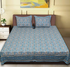 Rudra Bazaar Multi 210 TC Cotton Double King Bedsheet With 2 Pillow Covers