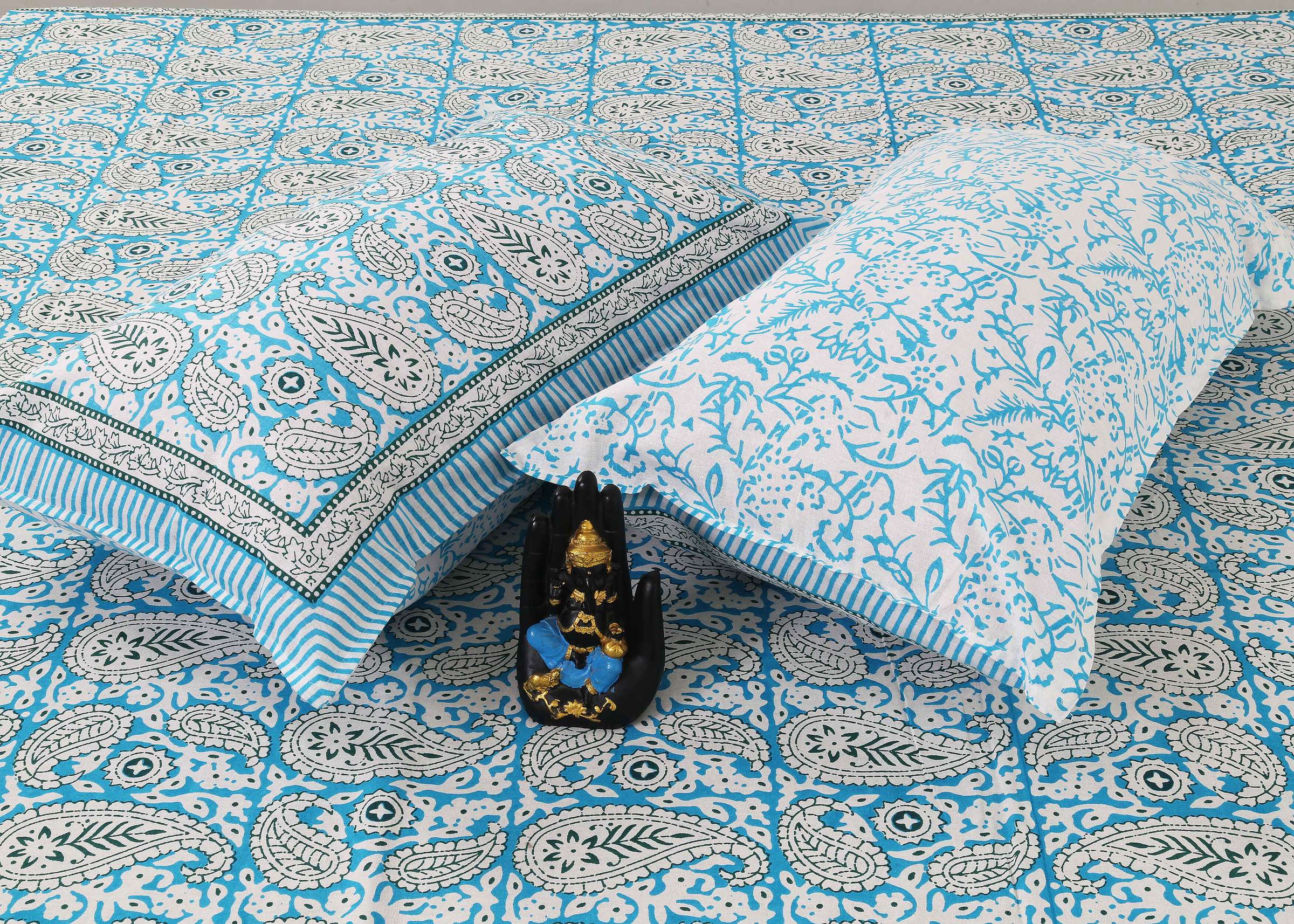 Rudra Bazaar Multi 210 TC Cotton Double King Bedsheet With 2 Pillow Covers