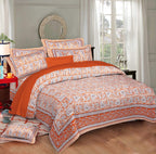 Rudra Bazaar Multi 210 TC Cotton Double King Bedsheet With 2 Pillow Covers