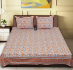 Rudra Bazaar Multi 210 TC Cotton Double King Bedsheet With 2 Pillow Covers