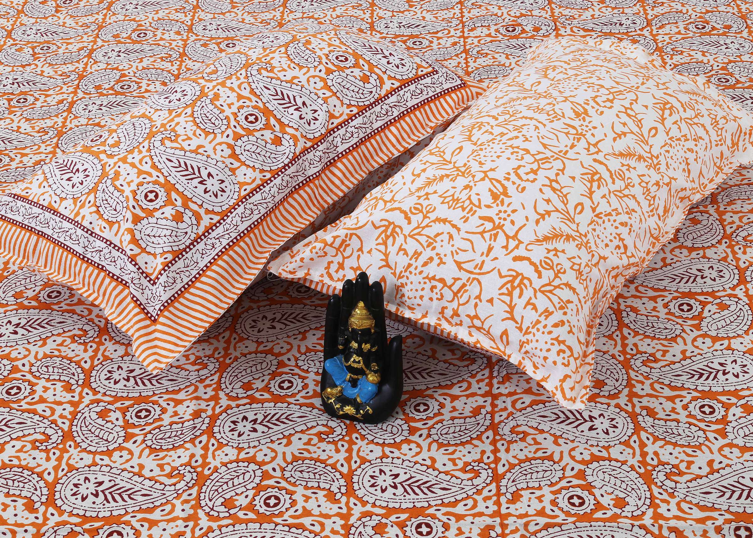 Rudra Bazaar Multi 210 TC Cotton Double King Bedsheet With 2 Pillow Covers