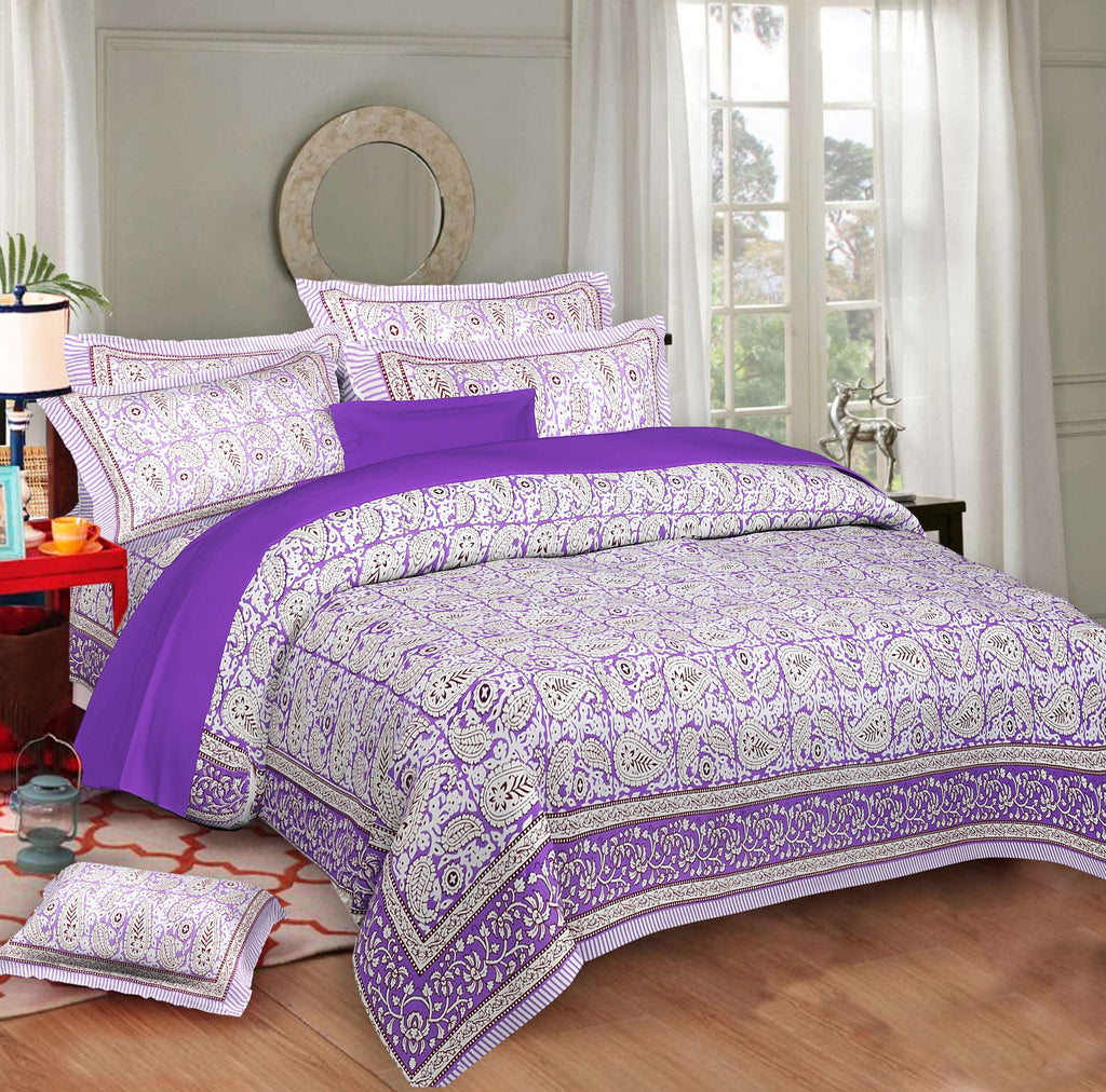 Rudra Bazaar Multi 210 TC Cotton Double King Bedsheet With 2 Pillow Covers