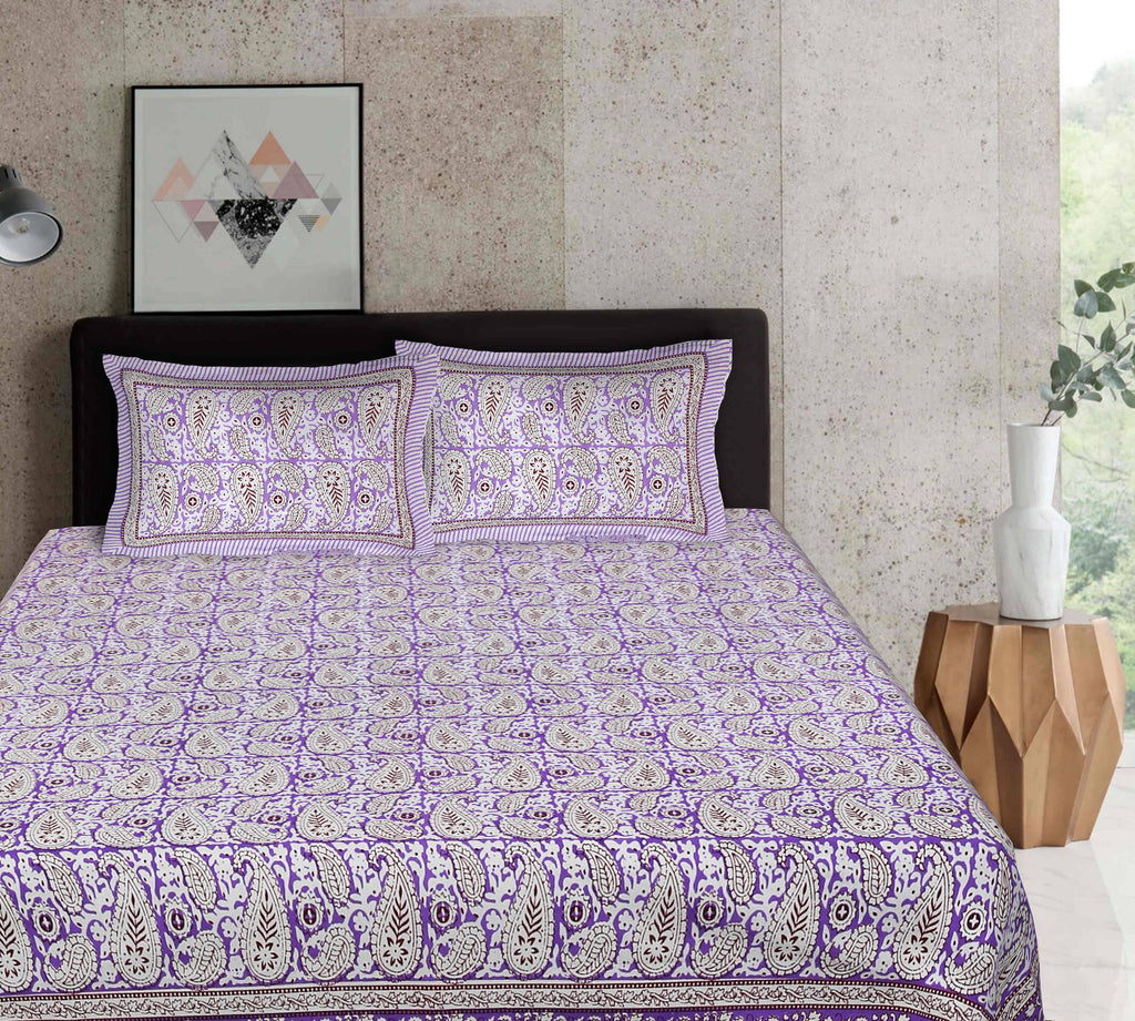 Rudra Bazaar Multi 210 TC Cotton Double King Bedsheet With 2 Pillow Covers
