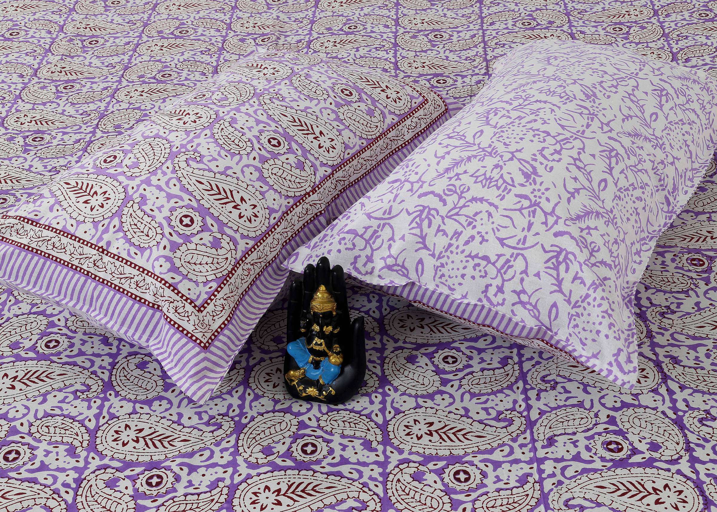 Rudra Bazaar Multi 210 TC Cotton Double King Bedsheet With 2 Pillow Covers