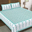 Rudra Bazaar Sea Green 210 TC Cotton Double King Bedsheet With 2 Pillow Covers