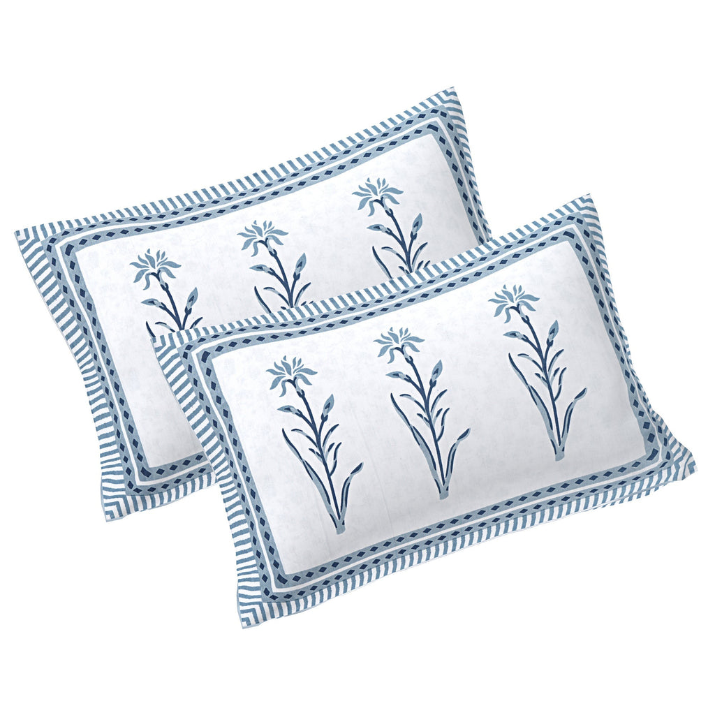 Rudra Bazaar Grey 210 TC Cotton Double King Bedsheet With 2 Pillow Covers