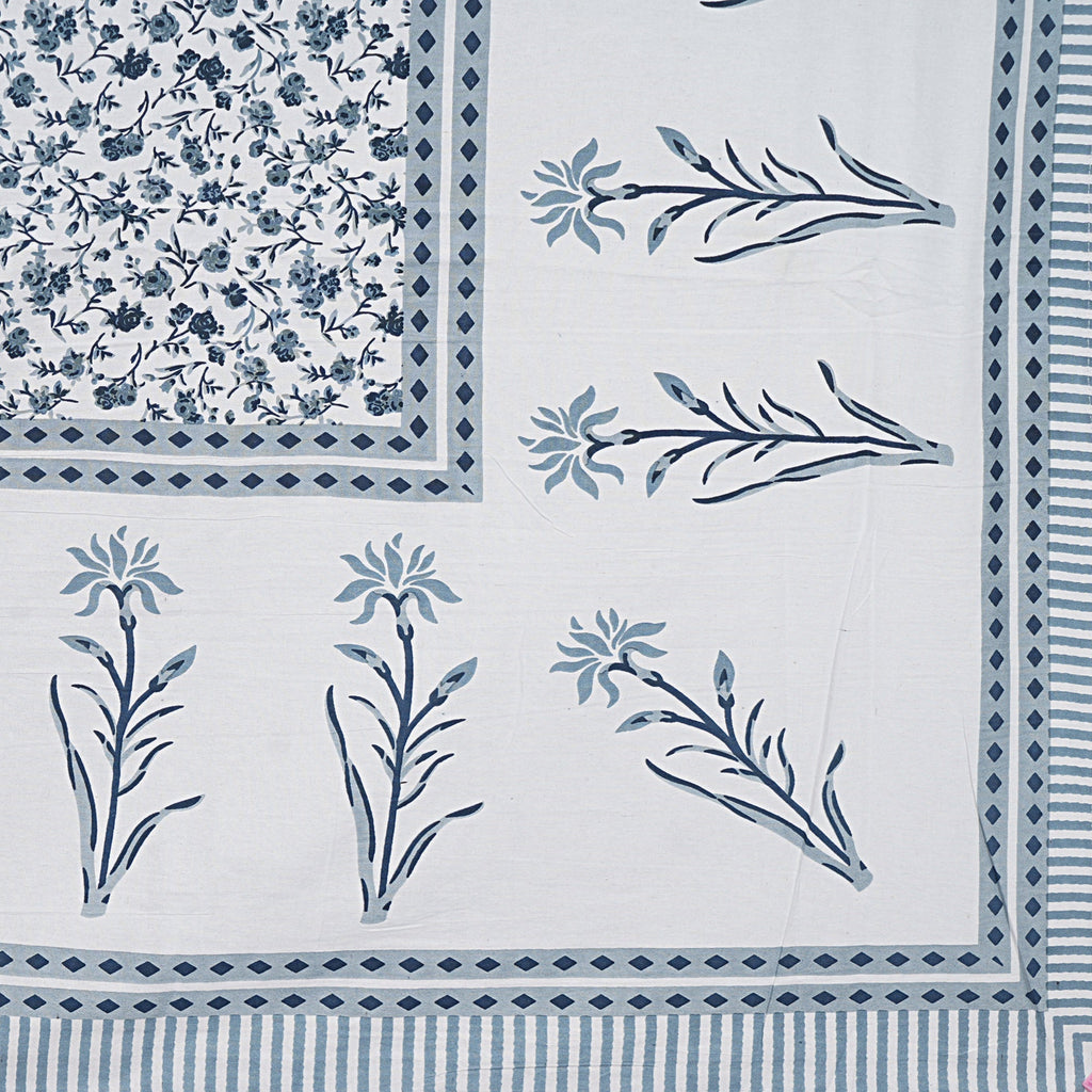 Rudra Bazaar Grey 210 TC Cotton Double King Bedsheet With 2 Pillow Covers