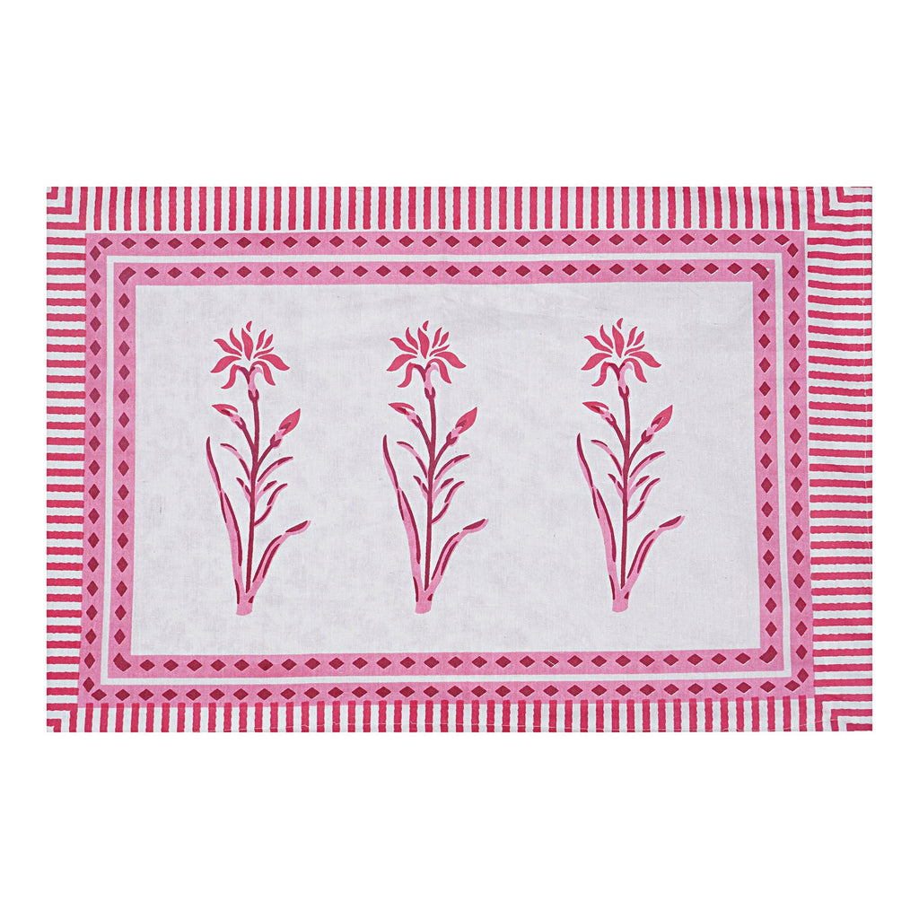 Rudra Bazaar Pink 210 TC Cotton Double King Bedsheet With 2 Pillow Covers