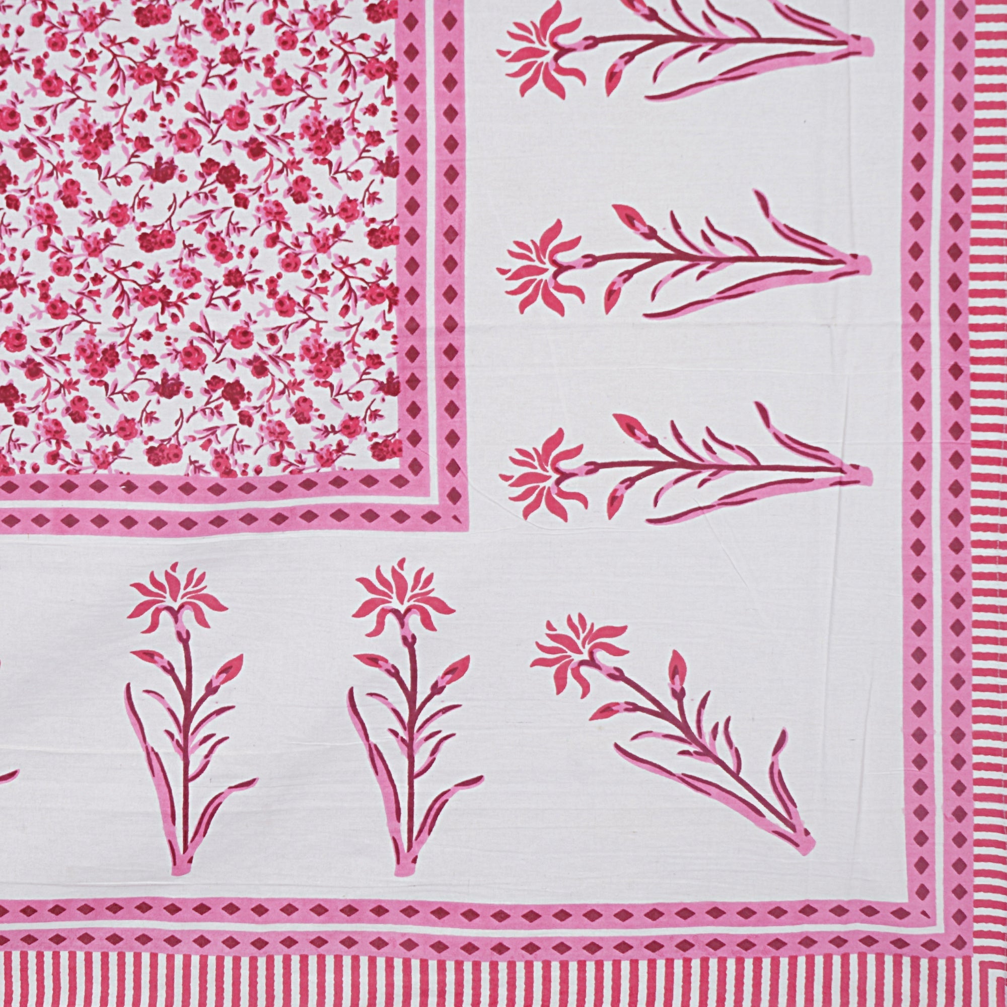 Rudra Bazaar Pink 210 TC Cotton Double King Bedsheet With 2 Pillow Covers