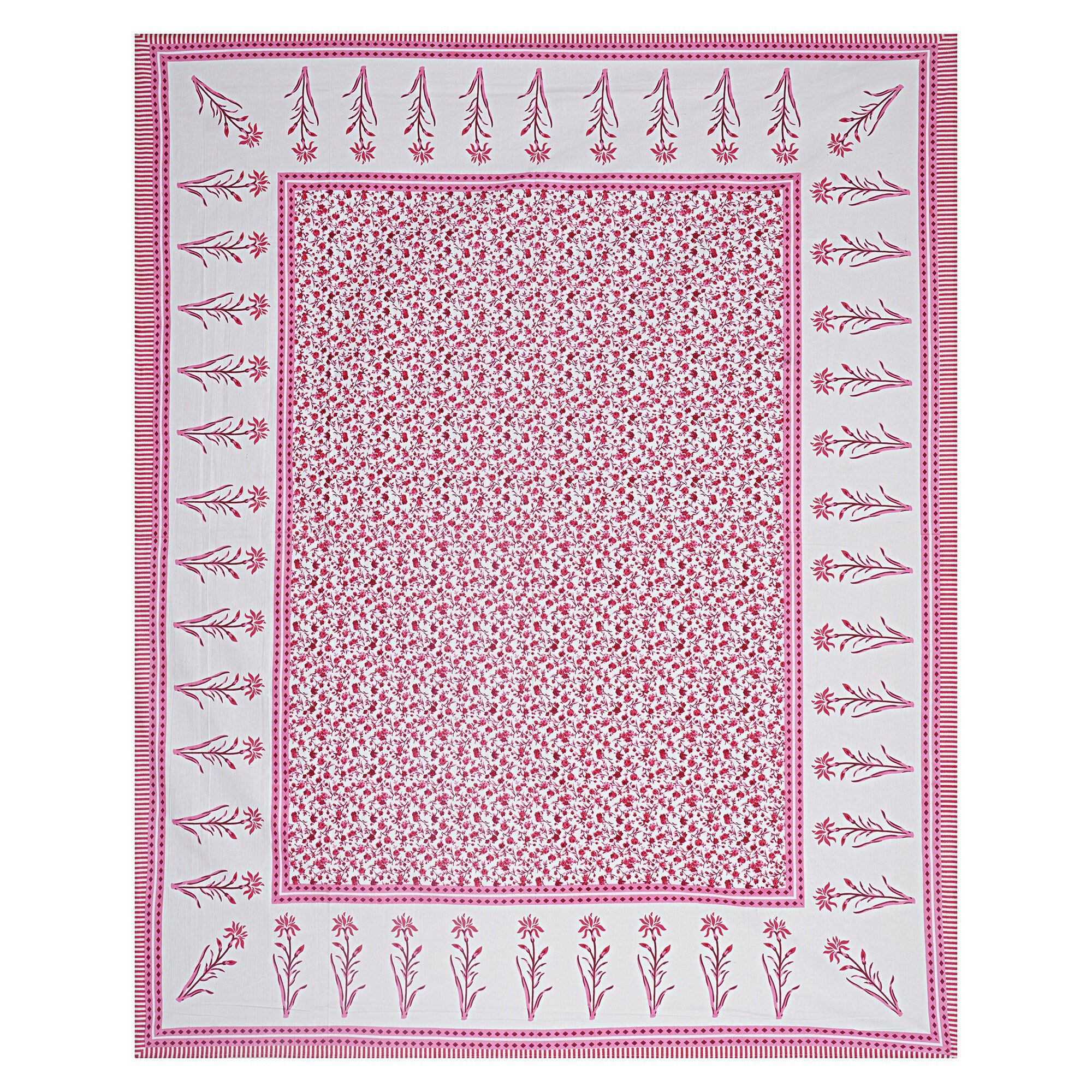 Rudra Bazaar Pink 210 TC Cotton Double King Bedsheet With 2 Pillow Covers