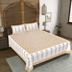 Rudra Bazaar Yellow 210 TC Cotton Double King Bedsheet With 2 Pillow Covers