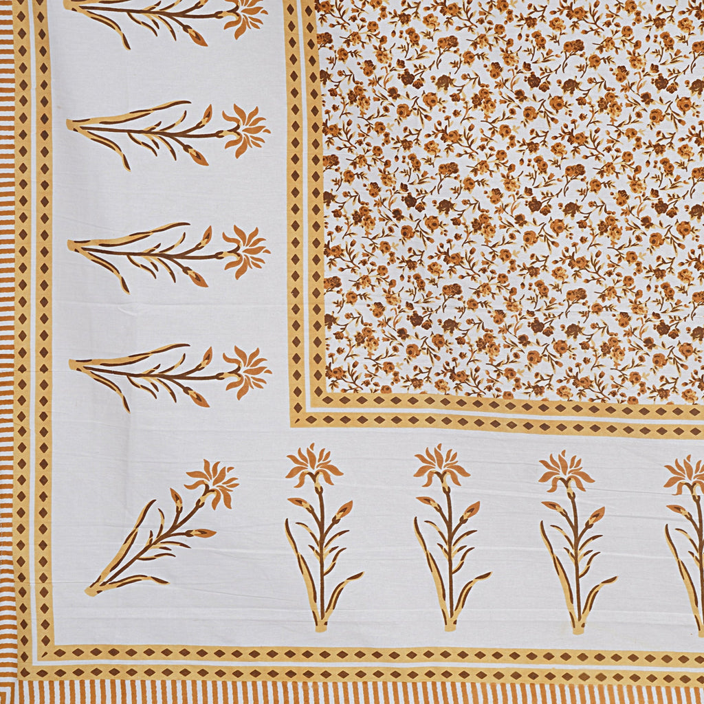 Rudra Bazaar Yellow 210 TC Cotton Double King Bedsheet With 2 Pillow Covers