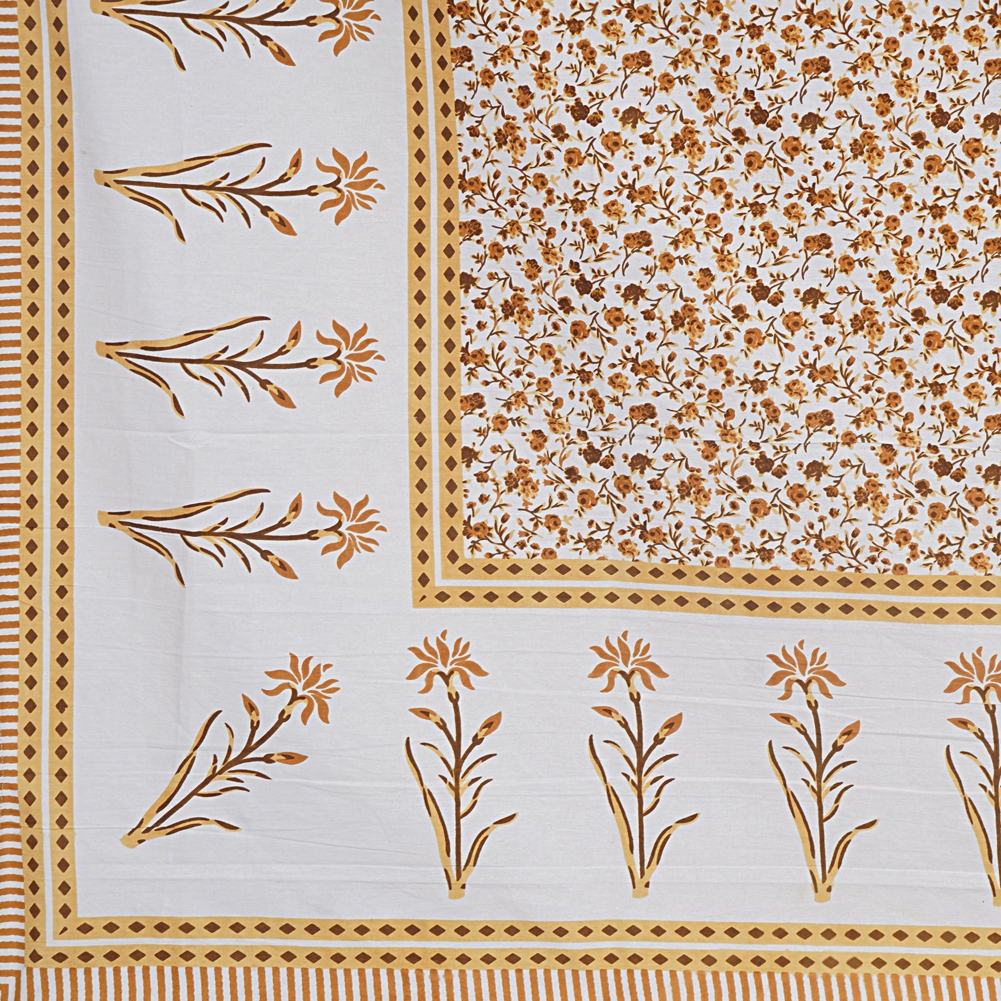 Rudra Bazaar Yellow 210 TC Cotton Double King Bedsheet With 2 Pillow Covers