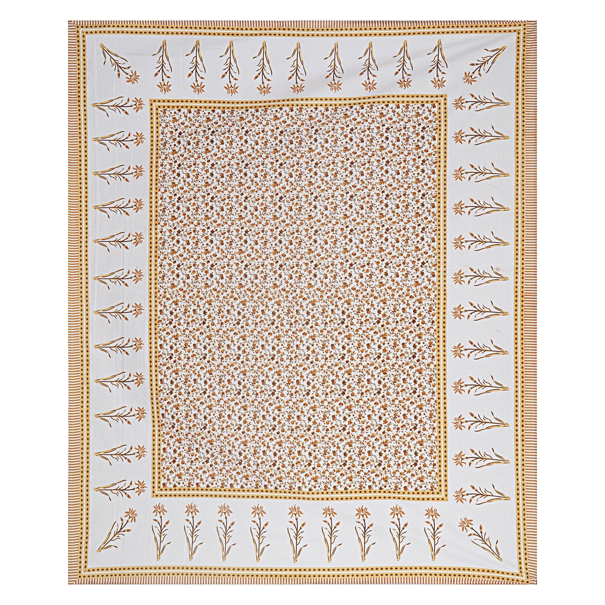 Rudra Bazaar Yellow 210 TC Cotton Double King Bedsheet With 2 Pillow Covers