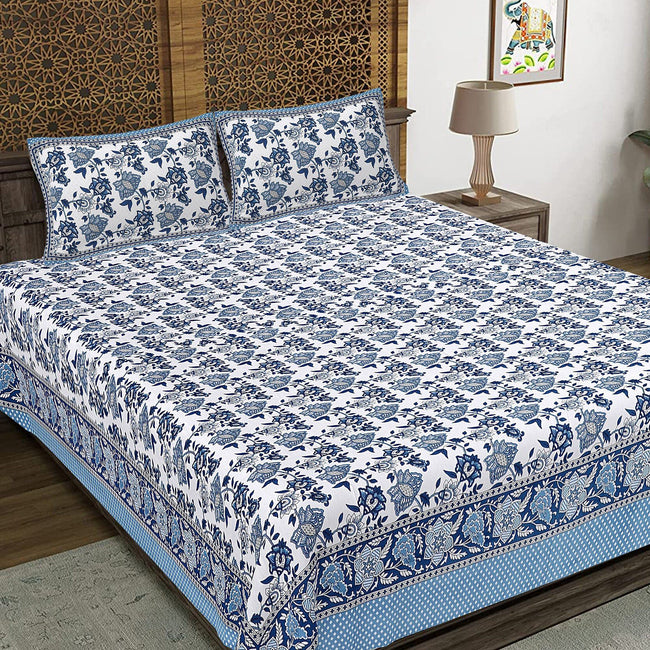 Rudra Bazaar Brown 210 TC Cotton Double King Bedsheet With 2 Pillow Covers Main Image