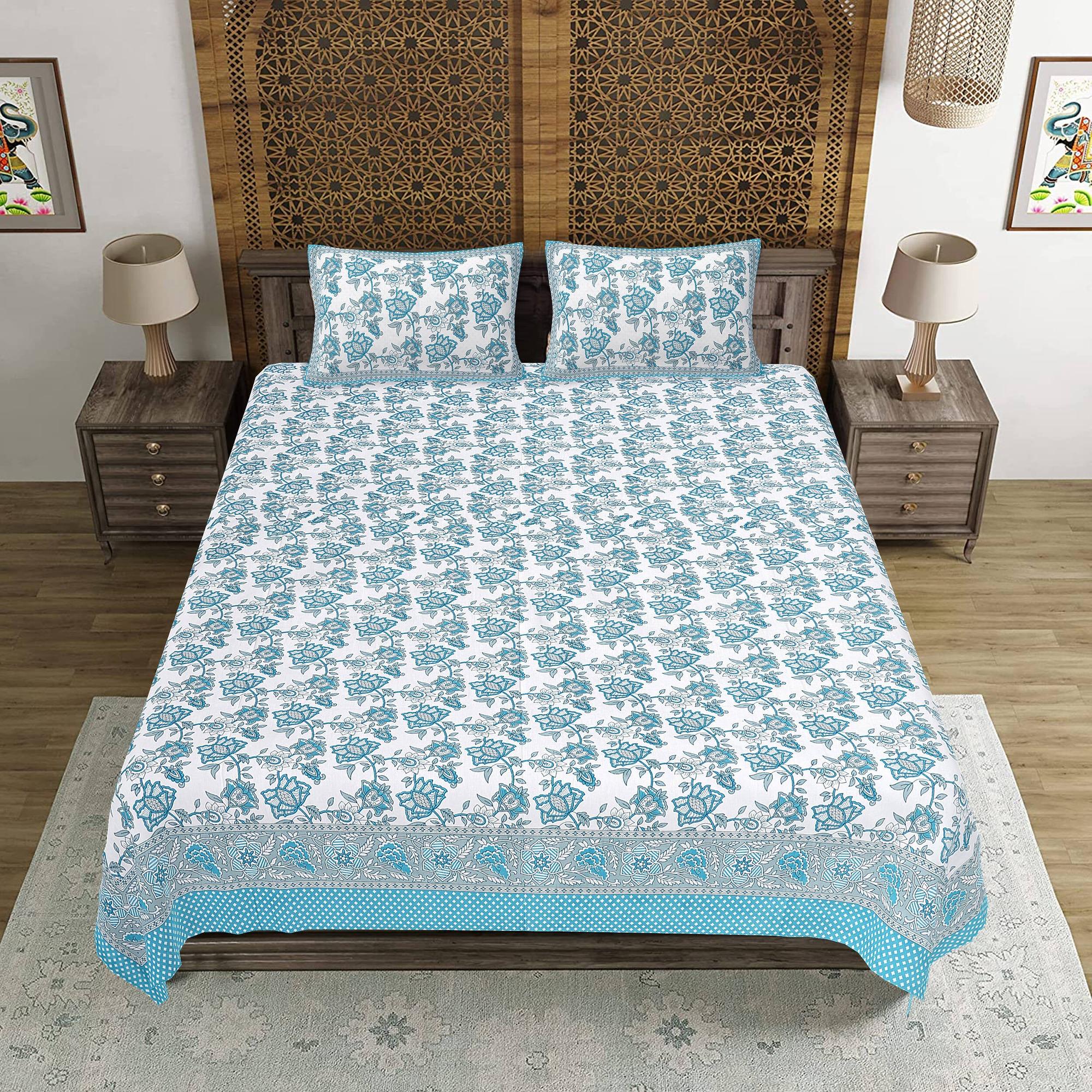 Rudra Bazaar Pink 210 TC Cotton Double King Bedsheet With 2 Pillow Covers