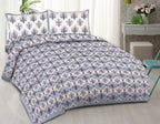 Rudra Bazaar Blue 210 TC Cotton Double King Bedsheet With 2 Pillow Covers