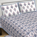 Rudra Bazaar Blue 210 TC Cotton Double King Bedsheet With 2 Pillow Covers