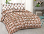 Rudra Bazaar Brown 210 TC Cotton Double King Bedsheet With 2 Pillow Covers