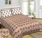 Rudra Bazaar Brown 210 TC Cotton Double King Bedsheet With 2 Pillow Covers