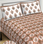 Rudra Bazaar Brown 210 TC Cotton Double King Bedsheet With 2 Pillow Covers