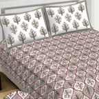 Rudra Bazaar Grey 210 TC Cotton Double King Bedsheet With 2 Pillow Covers