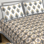 Rudra Bazaar Multi 210 TC Cotton Double King Bedsheet With 2 Pillow Covers