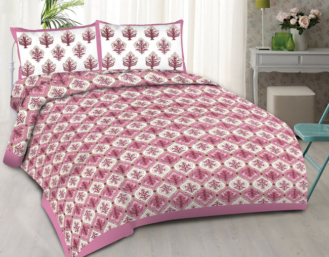 Rudra Bazaar Purple 210 TC Cotton Double King Bedsheet With 2 Pillow Covers Hover Image