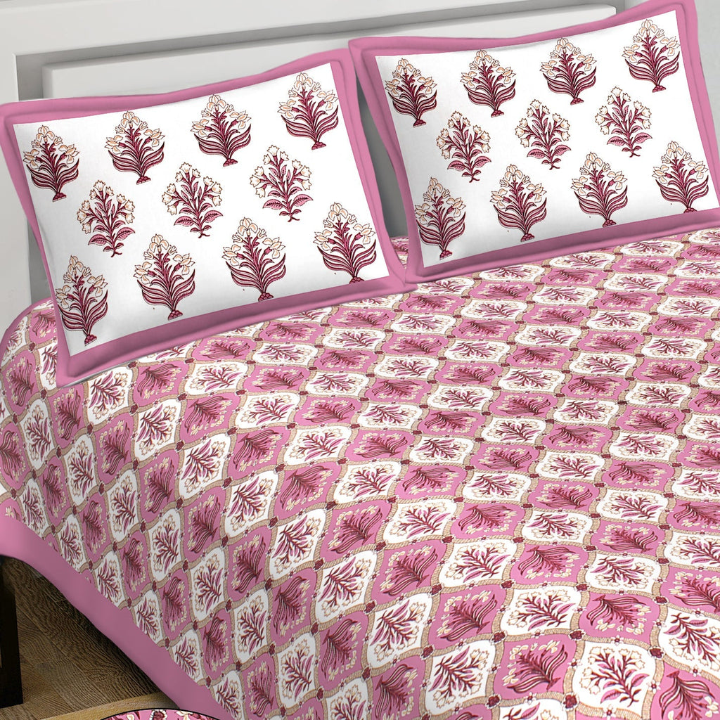 Rudra Bazaar Purple 210 TC Cotton Double King Bedsheet With 2 Pillow Covers