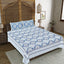 Rudra Bazaar Blue 210 TC Cotton Double King Bedsheet With 2 Pillow Covers