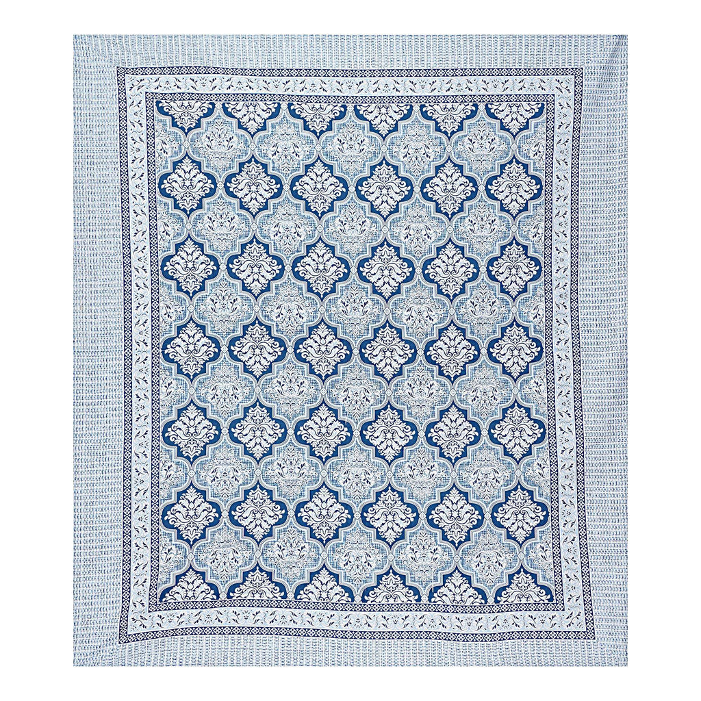 Rudra Bazaar Blue 210 TC Cotton Double King Bedsheet With 2 Pillow Covers