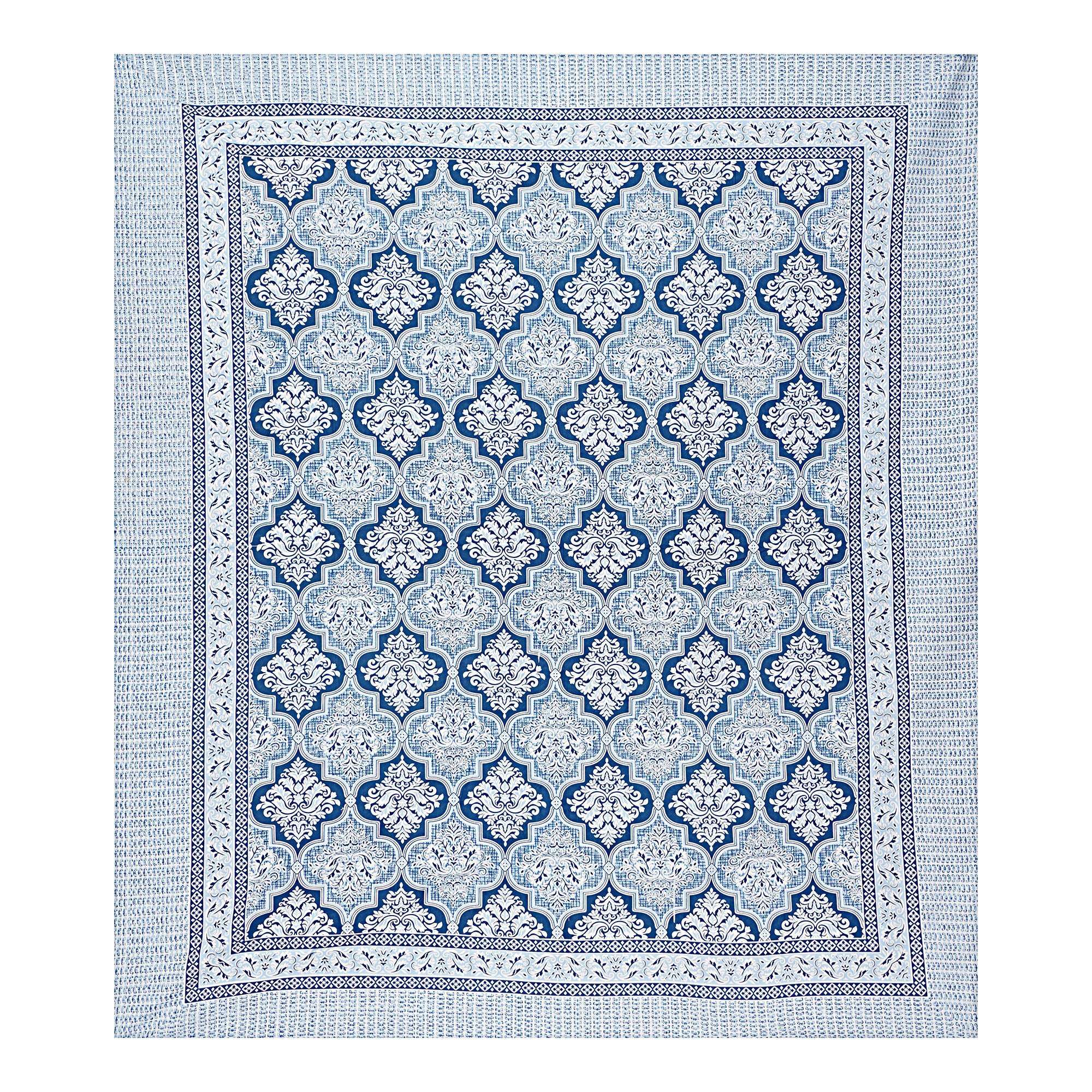 Rudra Bazaar Blue 210 TC Cotton Double King Bedsheet With 2 Pillow Covers