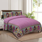 Rudra Bazaar Multicolour 210 TC Cotton Double King Bedsheet With 2 Pillow Covers