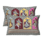 Rudra Bazaar Multicolour 210 TC Cotton Double King Bedsheet With 2 Pillow Covers