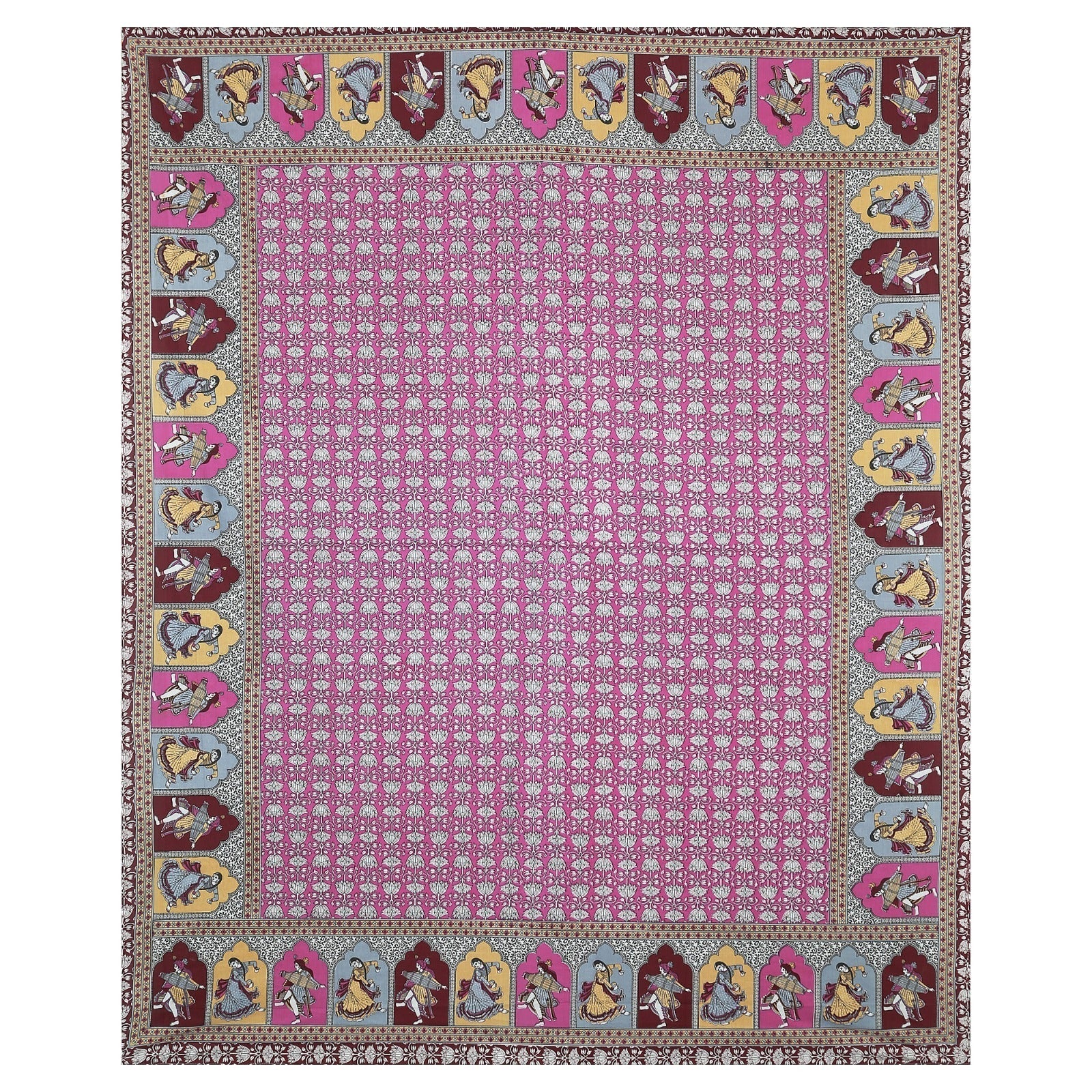 Rudra Bazaar Multicolour 210 TC Cotton Double King Bedsheet With 2 Pillow Covers