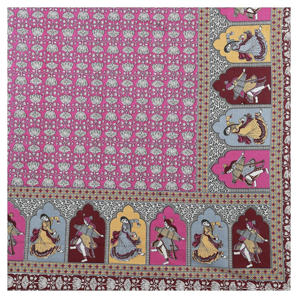 Rudra Bazaar Multicolour 210 TC Cotton Double King Bedsheet With 2 Pillow Covers