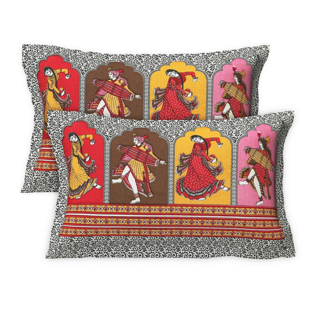 Rudra Bazaar Multicolour 210 TC Cotton Double King Bedsheet With 2 Pillow Covers