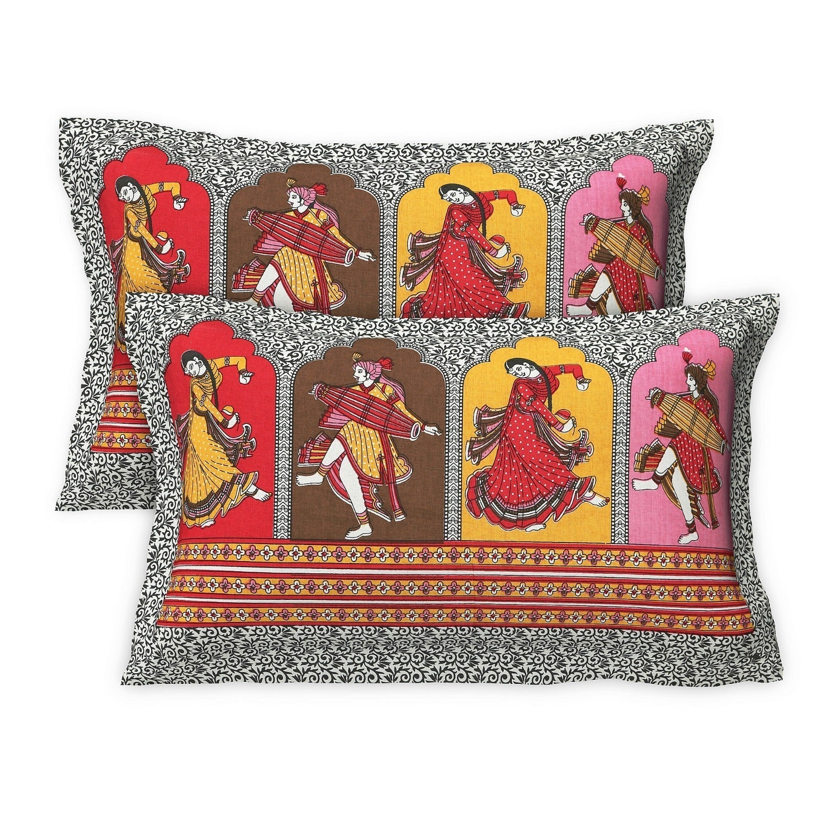 Rudra Bazaar Multicolour 210 TC Cotton Double King Bedsheet With 2 Pillow Covers