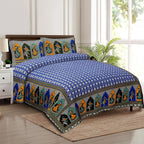 Rudra Bazaar Multicolour 210 TC Cotton Double King Bedsheet With 2 Pillow Covers