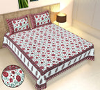 Rudra Bazaar Multicolour 210 TC Cotton Double King Bedsheet With 2 Pillow Covers
