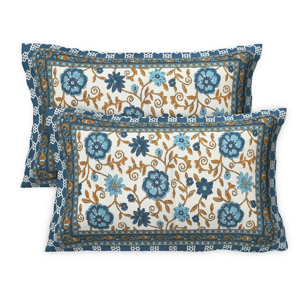 Rudra Bazaar Multicolour 210 TC Cotton Double King Bedsheet With 2 Pillow Covers