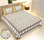 Rudra Bazaar Multicolour 210 TC Cotton Double King Bedsheet With 2 Pillow Covers