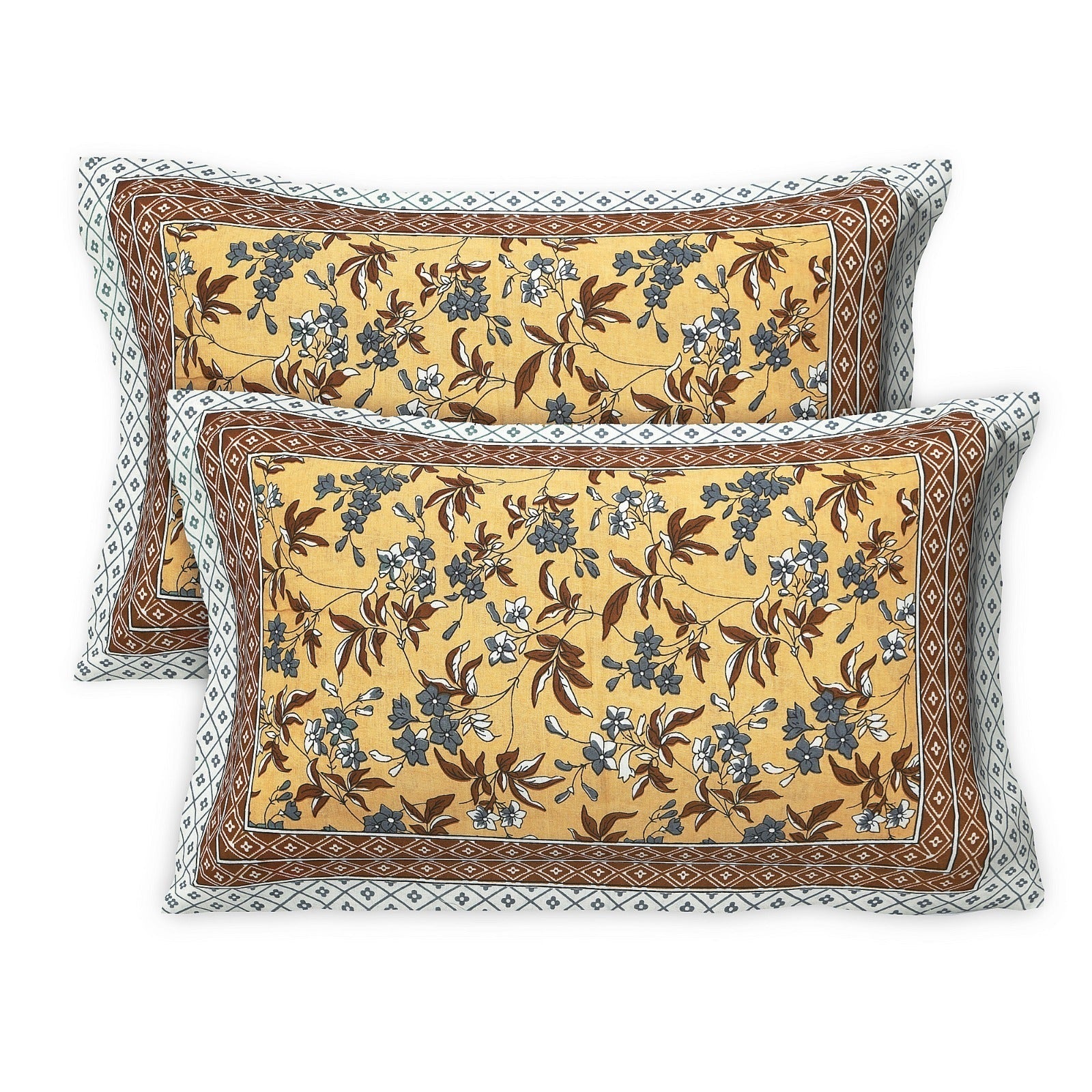 Rudra Bazaar Multicolour 210 TC Cotton Double King Bedsheet With 2 Pillow Covers