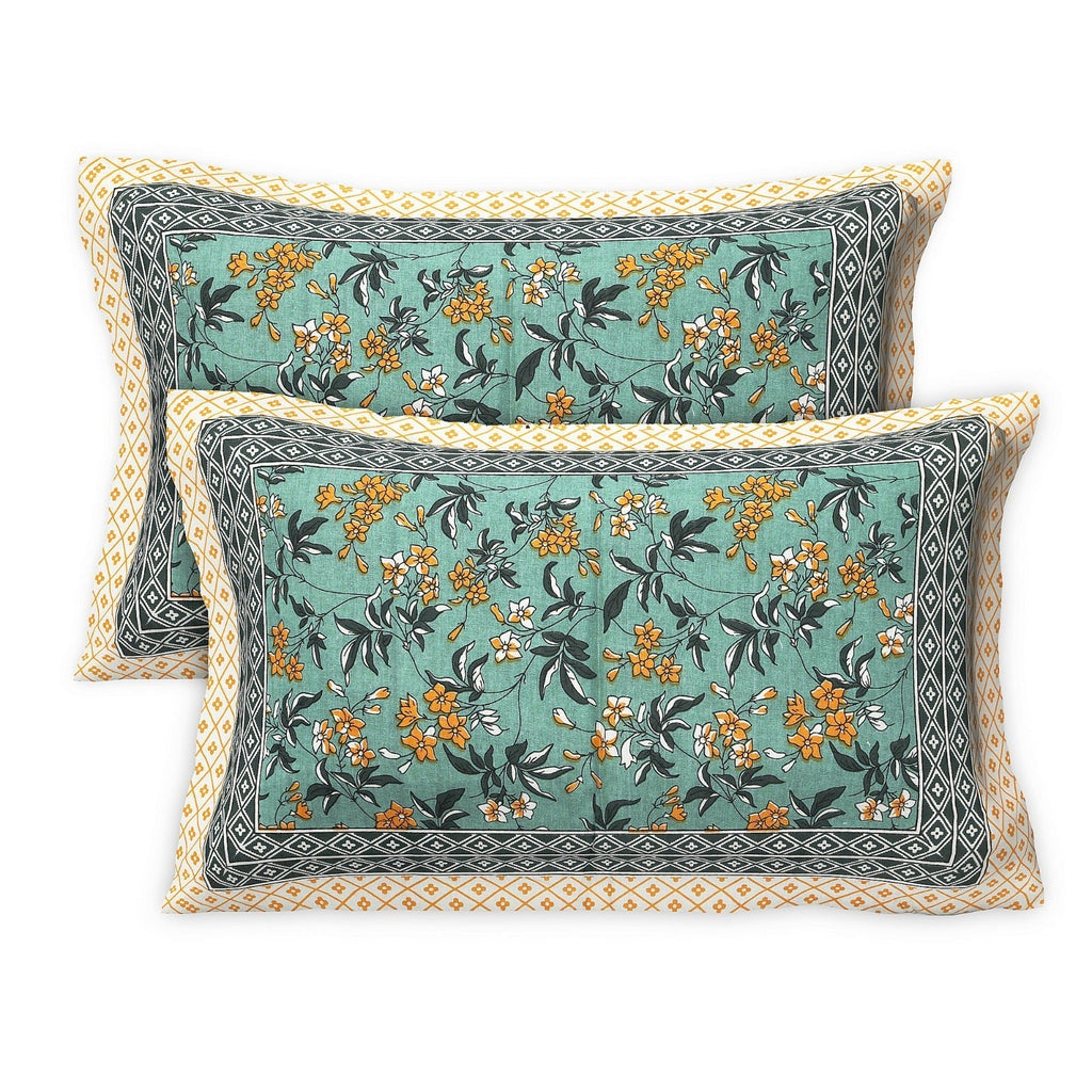 Rudra Bazaar Multicolour 210 TC Cotton Double King Bedsheet With 2 Pillow Covers