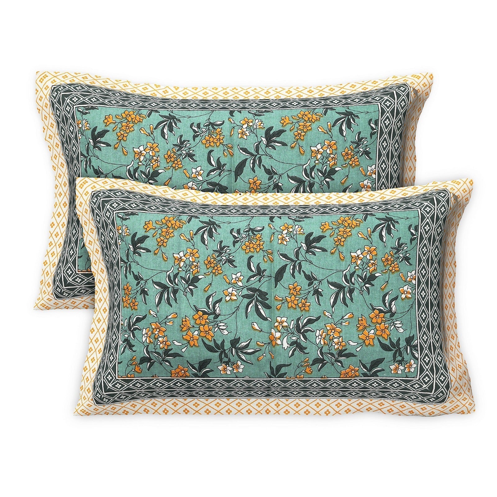 Rudra Bazaar Multicolour 210 TC Cotton Double King Bedsheet With 2 Pillow Covers