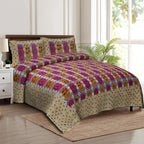 Rudra Bazaar Multicolour 210 TC Cotton Double King Bedsheet With 2 Pillow Covers