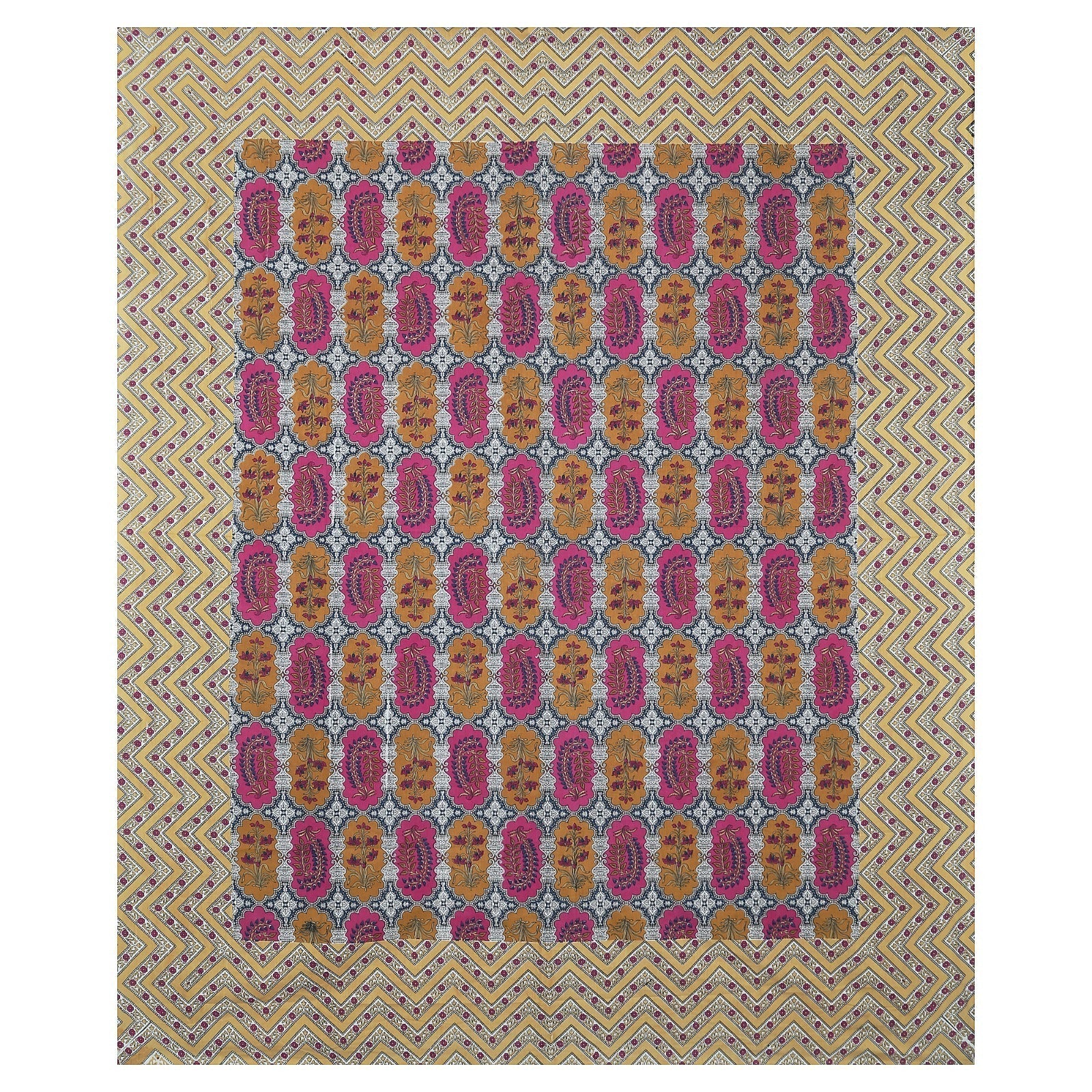 Rudra Bazaar Multicolour 210 TC Cotton Double King Bedsheet With 2 Pillow Covers