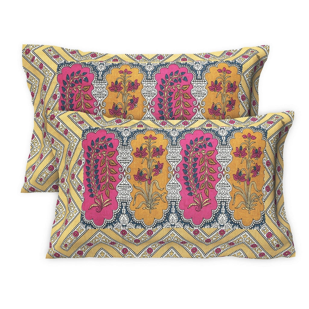 Rudra Bazaar Multicolour 210 TC Cotton Double King Bedsheet With 2 Pillow Covers